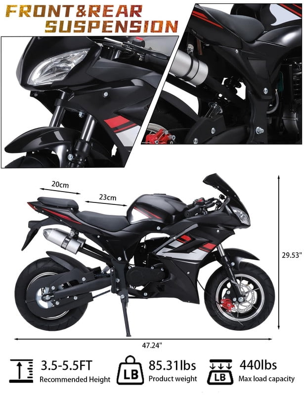 WETS 50cc Kids Dirt Bike -50cc Dirt Bike, Mini Bike with 4-Stoke Ages 8-14, Gas Power Motocross, Off Road Mini Motorcycle, Pocket Motorbike with Dual Headlights Brakes Rubber Handlebar
