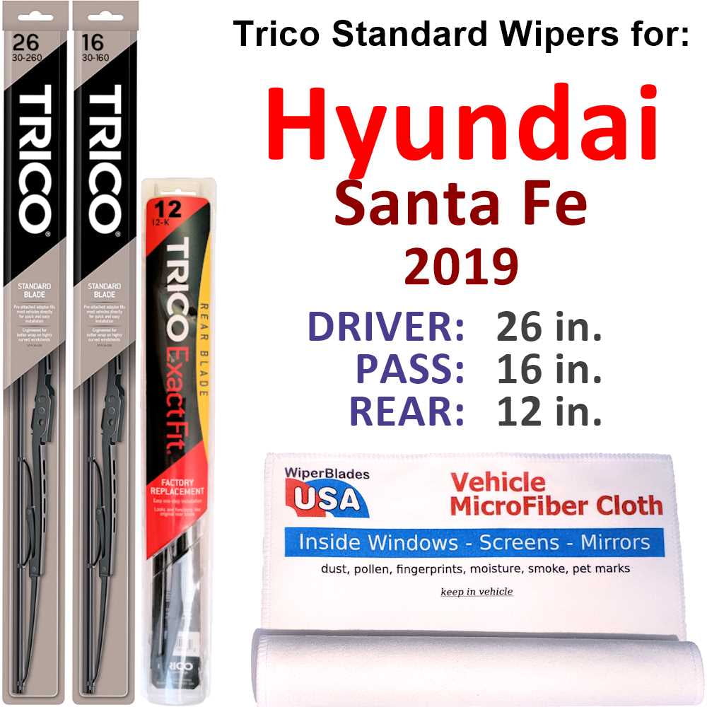 2019 Hyundai Santa Fe Wiper Blades (Set of 3) w/Rear Wiper