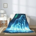 thumbnail image 5 of Throw Blanket for Couch Sofa and Bed, Aurora Wolf Frozen Lake Super Soft Cozy Plush Throw Blanket, Fuzzy Lightweight Warm Comfy Cute Flannel Blanket & Throws for All Season 80"x60", 5 of 7