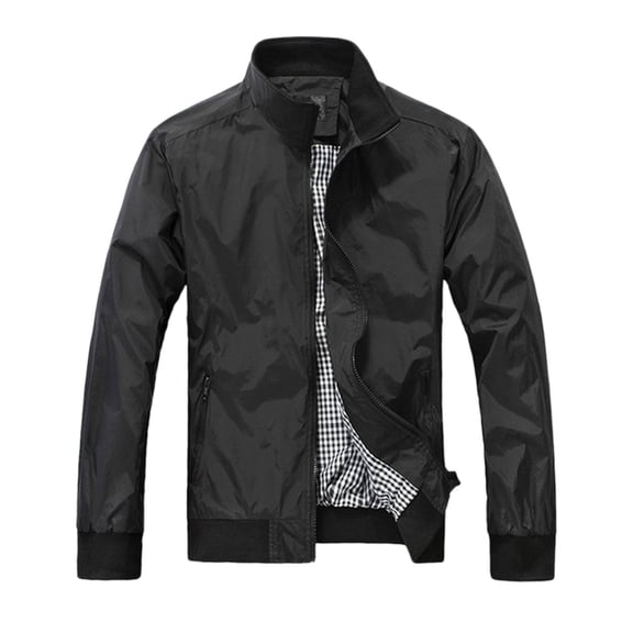 LEEy-world Jean Jacket for Men Men's Jackets Windbreaker Bomber Jackets 3 Zipper Pockets Lightweight Spring Fall Varsity Baseball Jacket Black,3XL