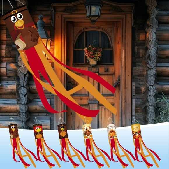 Deals Qaailabf Thanksgiving Windsock Flag Turkey Pumpkin Fall Harvests Festival Windward Flag Decoration Party Supplies