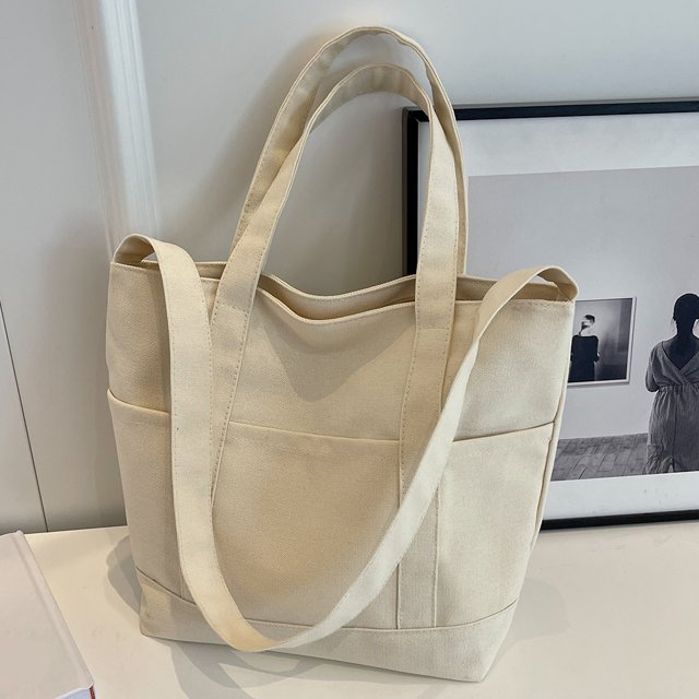 Bolso Bolso de mano para mujer Bolso de lona Bolsos de viaje portátiles simples e informales Beige