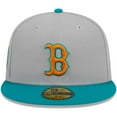 thumbnail image 2 of Men's New Era Gray/Teal Boston Red Sox  59FIFTY Fitted Hat, 2 of 6