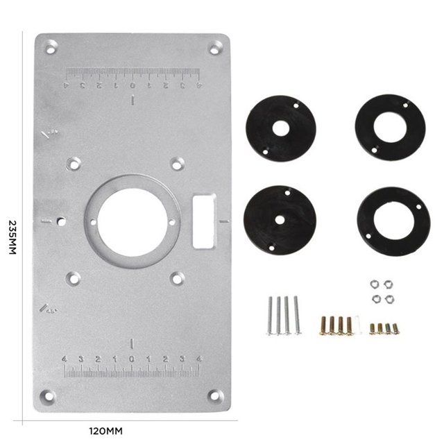 Placa De Inserción De Mesa De Enrutador Con Anillo De Inserción De Enrutador Y Tornillos De Instalación Para Bancos De Máquina De Grabado De Carpintería Diy Serendint TO005021-00