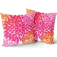 thumbnail image 2 of Preppy Hot Pink Orange Pillow Covers 20X20 Inches Dahlia Floral Geometric Decorative Pillowcase Set of 2 Aesthetic Square Throw Pillow Case Home Decor for Dorm College Girls Sofa Bedroom Couch, 2 of 6