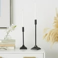 thumbnail image 2 of DecMode 2 Candle Black Metal Slim Weathered Candle Holder with Square Tapered Bases, Set of 2, 2 of 13