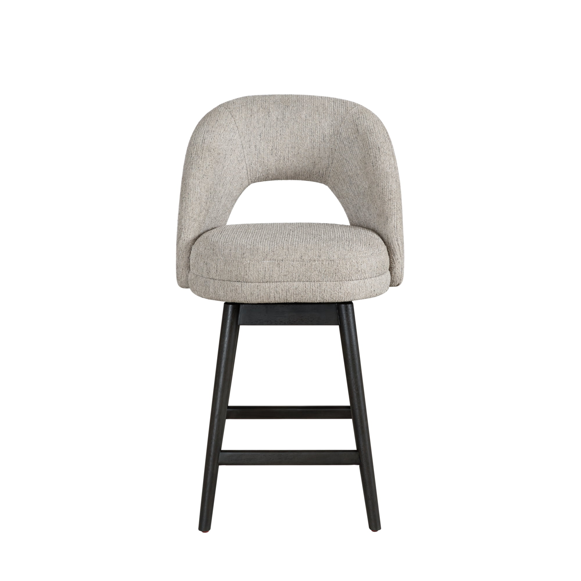 Adrian Gray Solid Wood Upholstered 26" Counter Height Swivel Barstool with Morning Fog Fabric Seat - Set of 4