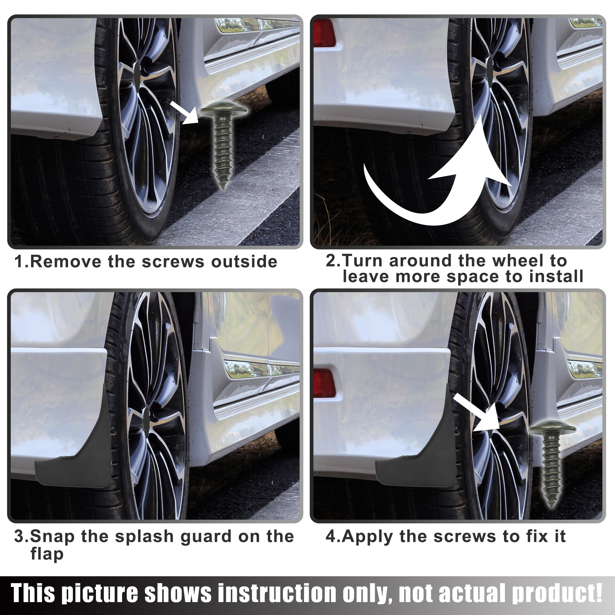 1 Set Mud Flaps Splash Guard No-Drill Mudguards Wheels Protection Set with Hardware for Jeep