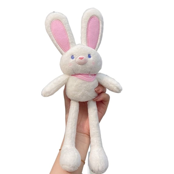 Cute Backpack Pendant Exquisite Gifts Stuffed Toys Creative Plush Doll Key Holder Car Key Charms Bag Ornaments Pulling Rabbit Keychain WHITE