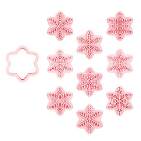 

YUNx 9Pcs 3D Fondant Cookie Mold Easy to Demold DIY Cake Decorating Tools Merry Christmas Snowflake Biscuit Mold for Home Baking