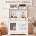 thumbnail image 3 of Wisairt Wooden Play Kitchen for Kids, Pretend Play Kitchen with Realistic Sounds & 17-Piece Accessory Set, White, Age 3+, 3 of 9