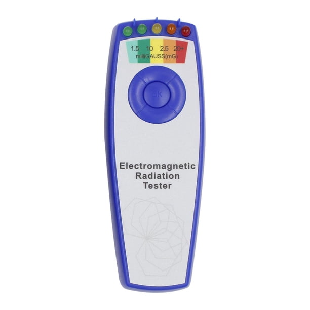 de campo electromagnético plástico Paranormal buscador de mano escáner electrónico portátil 5 LED Sensor Emf Meter Azul (Sin) shamjiam Medidor EMF portátil