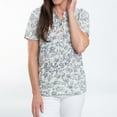 thumbnail image 2 of Elsie & Zoey Joelle XL Blue Short Sleeve Button Up Floral Blouse for Women, 2 of 7