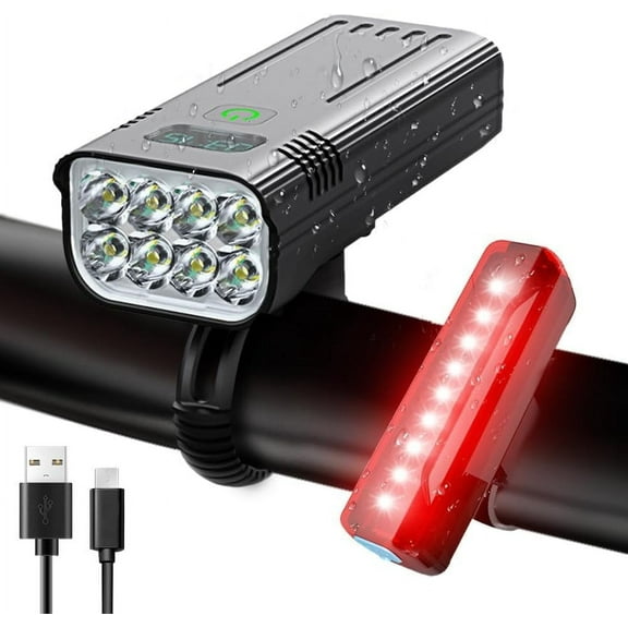 Bike Light, High Lumens Super Bright Bicycle Light, 6 4 Modes USB Rechargeable Bike Headlight & Tail Light Set, Waterproof Safety Bike Front & Rear Light for Road, Mountain, Night Riding