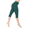 thumbnail image 4 of Domzest High Waist Capri Yoga Pants for Women Tummy Control Skinny Fit Leggings for Workout Dark Green S, 4 of 7