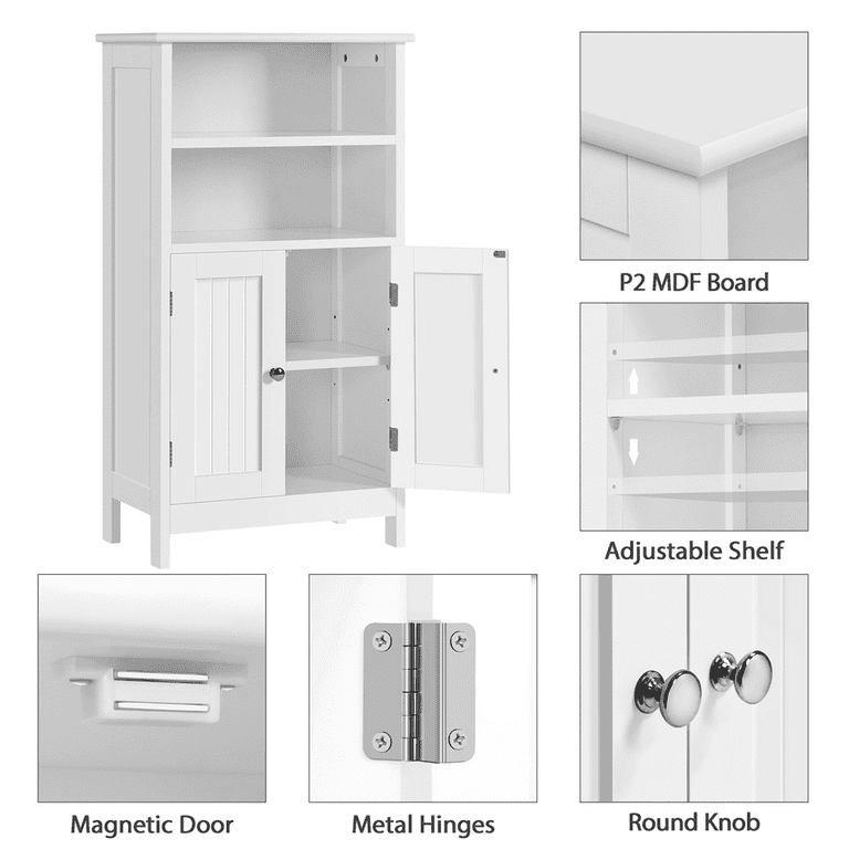 5-Tier Wood Bathroom Cabinet Storage Shelf Laundry Room