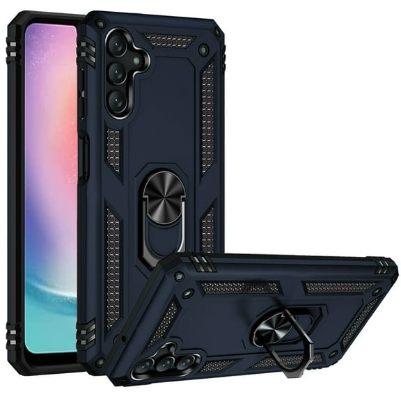 For Samsung Galaxy A24 4G Shock Proof Stand Cover Phone Case   Tempered Glass - Blue