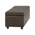 thumbnail image 2 of Simpli Home Avalon Grand - Ottomane de Banc - Rectangulaire - Bois, Mousse, Contreplaqué, Similicuir de Polyuréthane - Brun Chocolat, 2 of 8