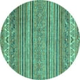 thumbnail image 1 of Ahgly Company Indoor Round Abstract Turquoise Blue Modern Area Rugs, 4' Round, 1 of 4