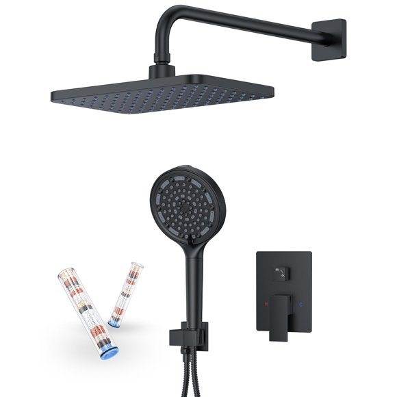 Sistema de ducha KOJOX de 11" negro mate con filtro y ducha de mano