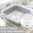 thumbnail image 3 of 2 Pack, Collapsible Wash Basin with Drain Plug, 2.5 Gal Portable Sink for Baby Bottles, Dishes & Camping, Foldable Dish Tub, Collapsible Dish Basin Pan for Kitchen, RV & Travel - Gray & Olive Green, 3 of 6