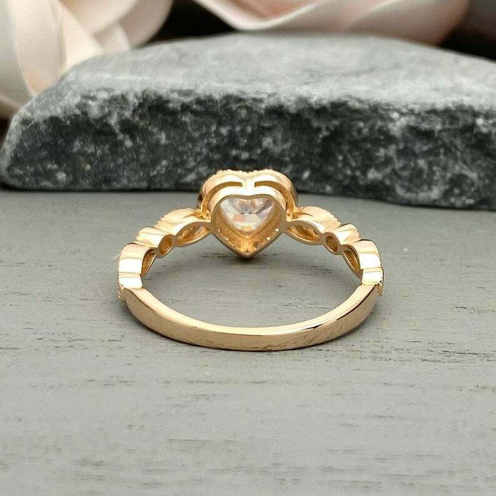 HeartsAndYou 1.4ct Engagement Ring for Women Heart Cut Moissanite Halo Design 18k Yellow Gold Over Silver