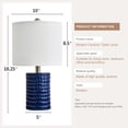 thumbnail image 6 of Oneach Modern Ceramic Blue Table Lamp Set of 2 for Living Room Bedroom 18.25" Contemporary Bedside Nightstand Lamps, 6 of 8