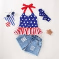 thumbnail image 5 of kaprioy Toddler Girl Clothes Toddler Baby Girl Summer Outfit 9 12 18 24 Months 2T 3T 4T Sleeveless Independence Day 4 Of July Star Prints Vest Tops Denim Shorts Outfits, 5 of 7