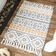 thumbnail image 1 of 90 x 60 cm, Pequeña alfombra bohemia de algodón tejido con pompones, lavable, estilo rústico, bohemio, vintage, para cocina, baño, dormitorio, lavadero, entrada, interior, 1 of 5