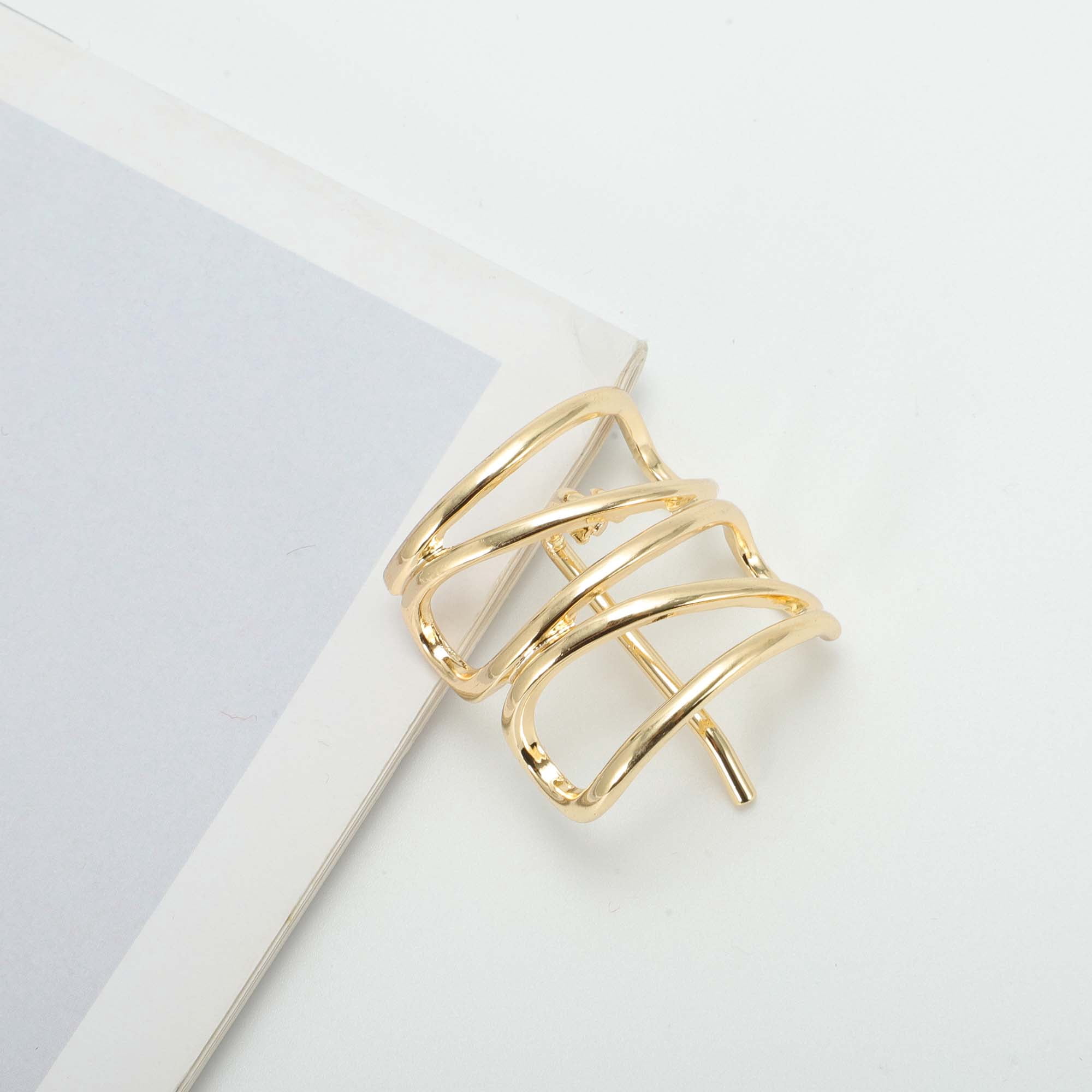 Unique Bargains Hollow U-shaped Ponytail Buckle Hair Clip for Women Gold Tone