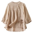 thumbnail image 1 of Oalirro Beige Womens Long Sleeve Tops Fitted V Neck Solid Womens Tops Dressy Casual, 1 of 8