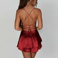 thumbnail image 4 of AherBiu Robe en Satin pour Femmes Sans Manches à Bretelles Croisées Dos Ajouré à Volants Superposés Robe Courte de Soirée, 4 of 7
