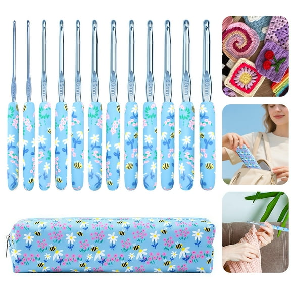 12 Sizes Crochet Hook Set, EEEkit Ergonomic Knitting Needles with Case for Beginners and Experts