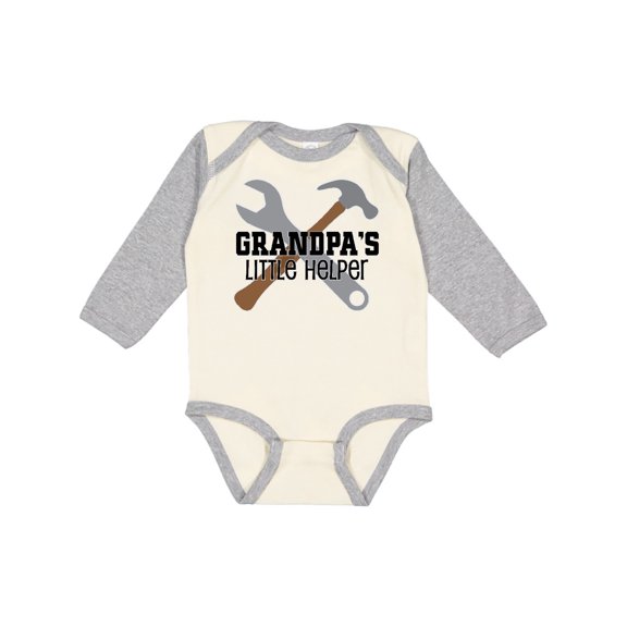 Inktastic Grandpa Little Helper Boys Long Sleeve Baby Bodysuit