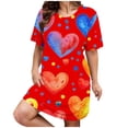 thumbnail image 1 of Kelon Nuisettes et Chemises de Nuit pour Femmes Grande Taille Robe de Nuit Décontractée pour Femmes Grande Taille Imprimé Cœur Manches Courtes Col Rond Extensibilité Moyenne Nuisette Ample Robe de Nuit de la Saint-Valentin, 1 of 4