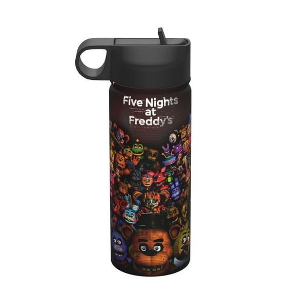 18oz Sports Insulated Kettle Drinking Cup Five Nights At Freddy'S Water Bottle Stainless Steel Kettle Portable Cup For Gym Outdoor Sports(With Straw)
