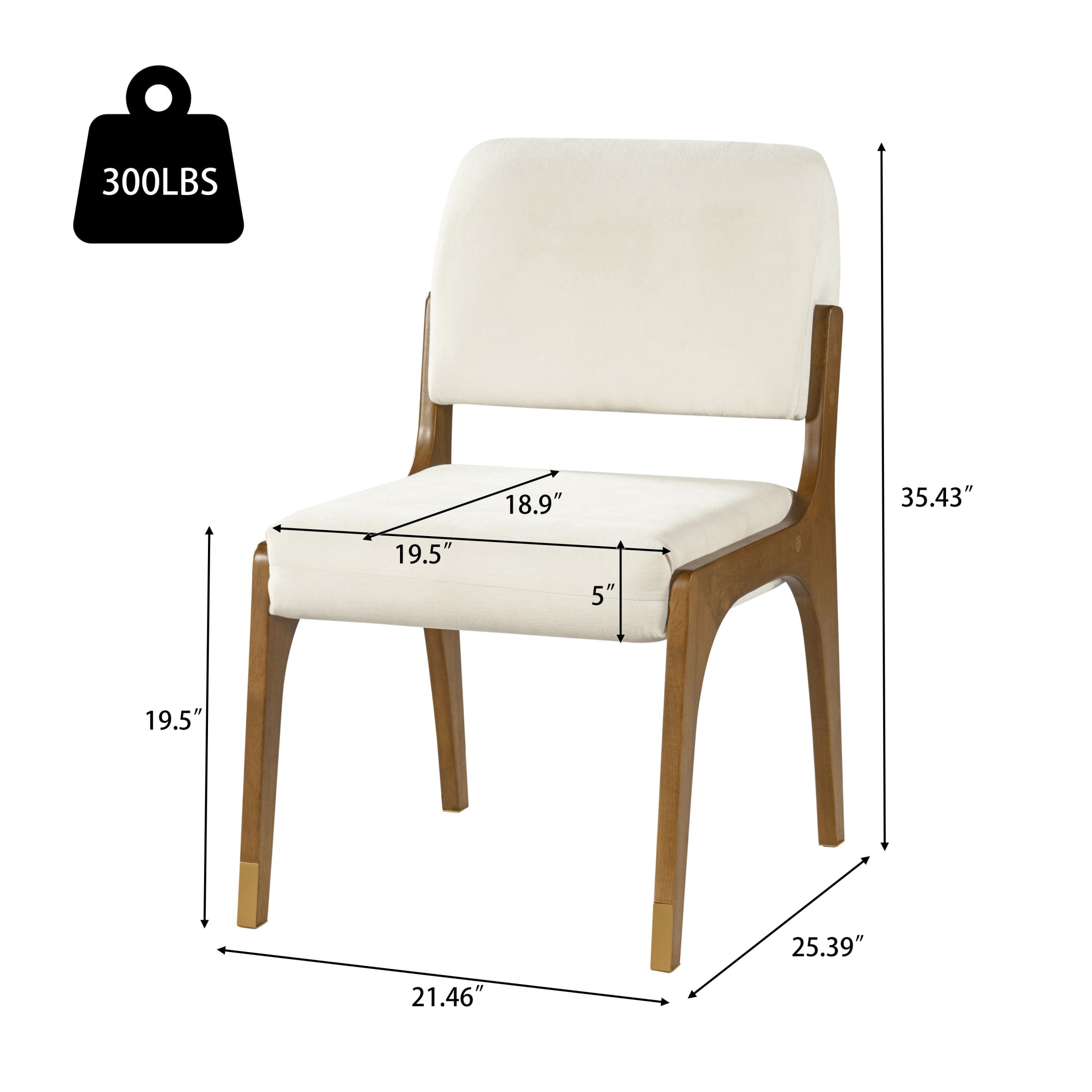 Christopher Knight Home Mid-Century Upholstered Dining Chairs, Solid Wood Frame, Walnut+Beige, Set of 6