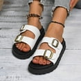 thumbnail image 6 of IUJSOY Platform Sandals for Women 2025 Comfortable Slides Open Toe Slippers Double Buckle Beach Shoe, 6 of 9