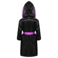 thumbnail image 2 of Rswnyirn Kids Boys Boxing Robe Hooded Satin Hoodie Halloween Cosplay Costume Black&Hot Pink 16, 2 of 5