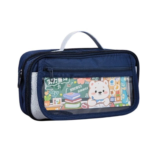 PEONAVET Stationery Storage Large Capacity Pencil Case Flip Cover Stationery Box Multifunctional Transparent Pencil Case