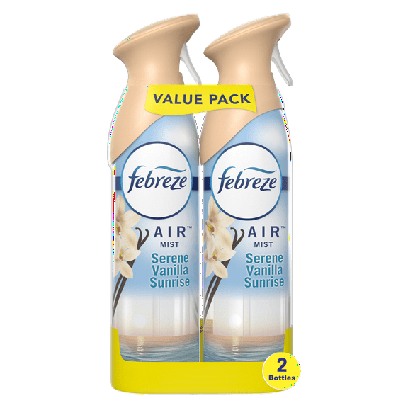 Febreze Air Mist Odor-Fighting Air Freshener, Serene Vanilla Sunrise Scent, 2 Pack, 8.8 oz Each