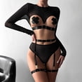 thumbnail image 4 of Ropa interior sexy complicada con correas de malla divididas y perspectiva, 4 of 6