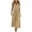 Khaki, variant on Women Summer Maxi Dress Solid Color Sleeveless V Neck Button Pleated Elegant Flowy Sundress with Pockets Casual Beach Vacation Dresses