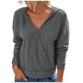 thumbnail image 2 of Ichuanyi liquidación femenina moda en v pueblo en v capucha color manga de mangas largas suéter tops ICHUANYI WER202308243414, 2 of 8