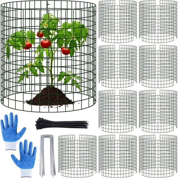 10 Pack Plant Protectors From Animals, 14" Dia X 14" H Wire Plant Protector Cage, 30pcs Metal Mesh Garden Cloches to Keep Rabbits, Squirrels and Chicken Out and Protection Vegetables Flowers Shrubs