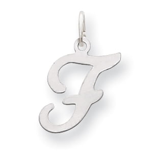 14k White Gold Initial F Charm