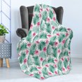 thumbnail image 4 of Watercolor Soft Flannel Fleece Blanket, Tropical Ferns with Flowers Exotic Hawaii Floral Arrangement Blossoming Nature, Cozy Plush for Indoor and Outdoor Use, 50" x 70", Seafoam Pink, by Ambesonne, 4 of 5