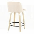 thumbnail image 4 of 2-Piece Toriano Counter Stool - Natural Wood & Cream Faux Leather with Round Black Metal Footrest (Contemporary Style), 4 of 5