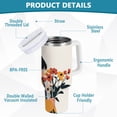 thumbnail image 2 of Yayeee 40oz Stainless Steel Tumbler with Straw and Handle Double-Wall Insulated Travel Water Bottle, Cartoon Flowers, 2 of 8