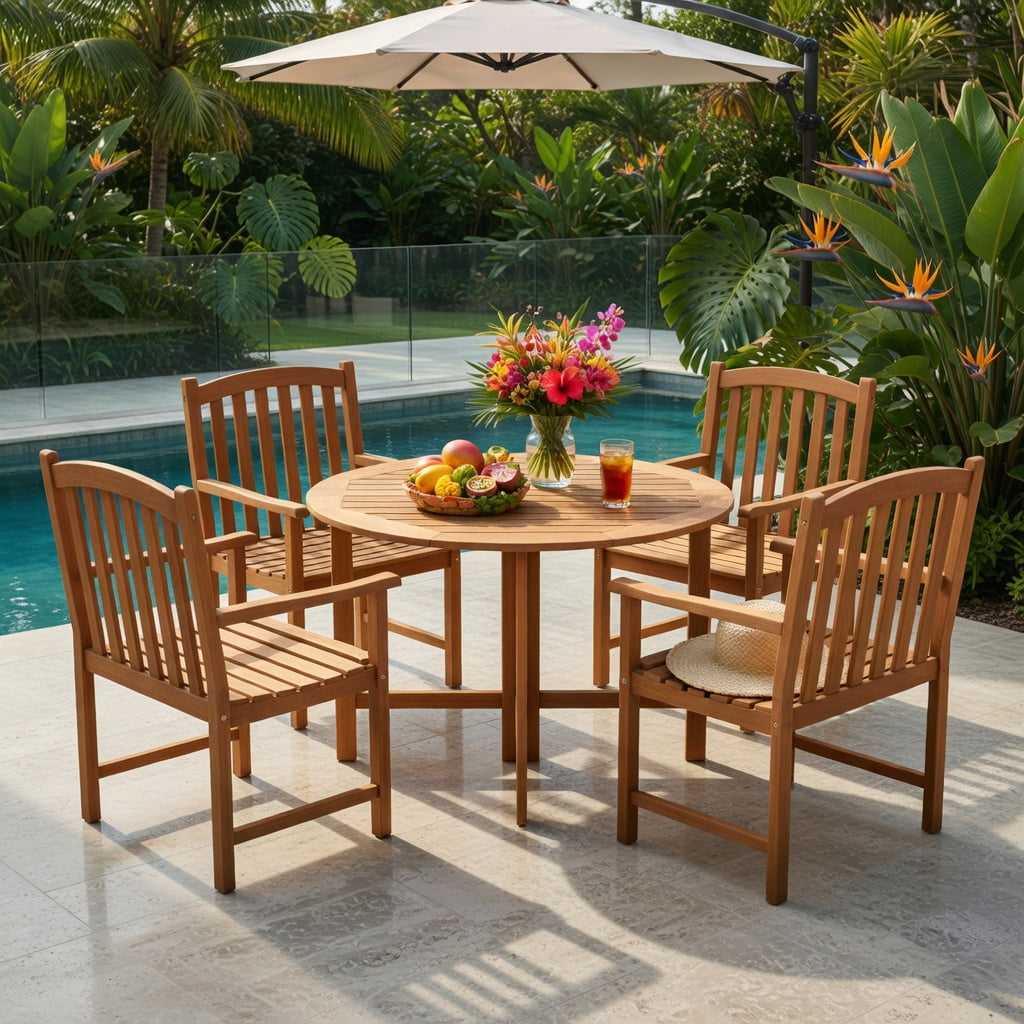 Hommoo 2-Pack Acacia Wood Outdoor Patio Chairs, Slatted Ventilated Seat, Ergonomic Inclined Backrest & Reinforced Frame for Porch, Balcony, Garden & Poolside, Natural